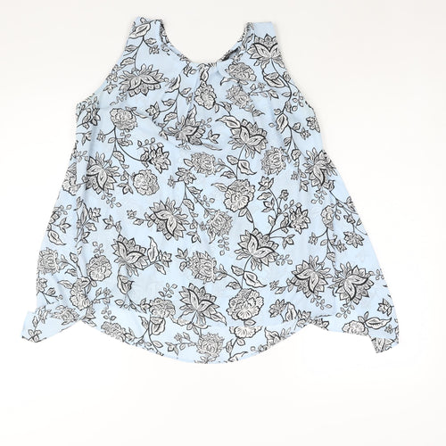 M&Co Womens Blue Floral Polyester Camisole Blouse Size 12 Round Neck