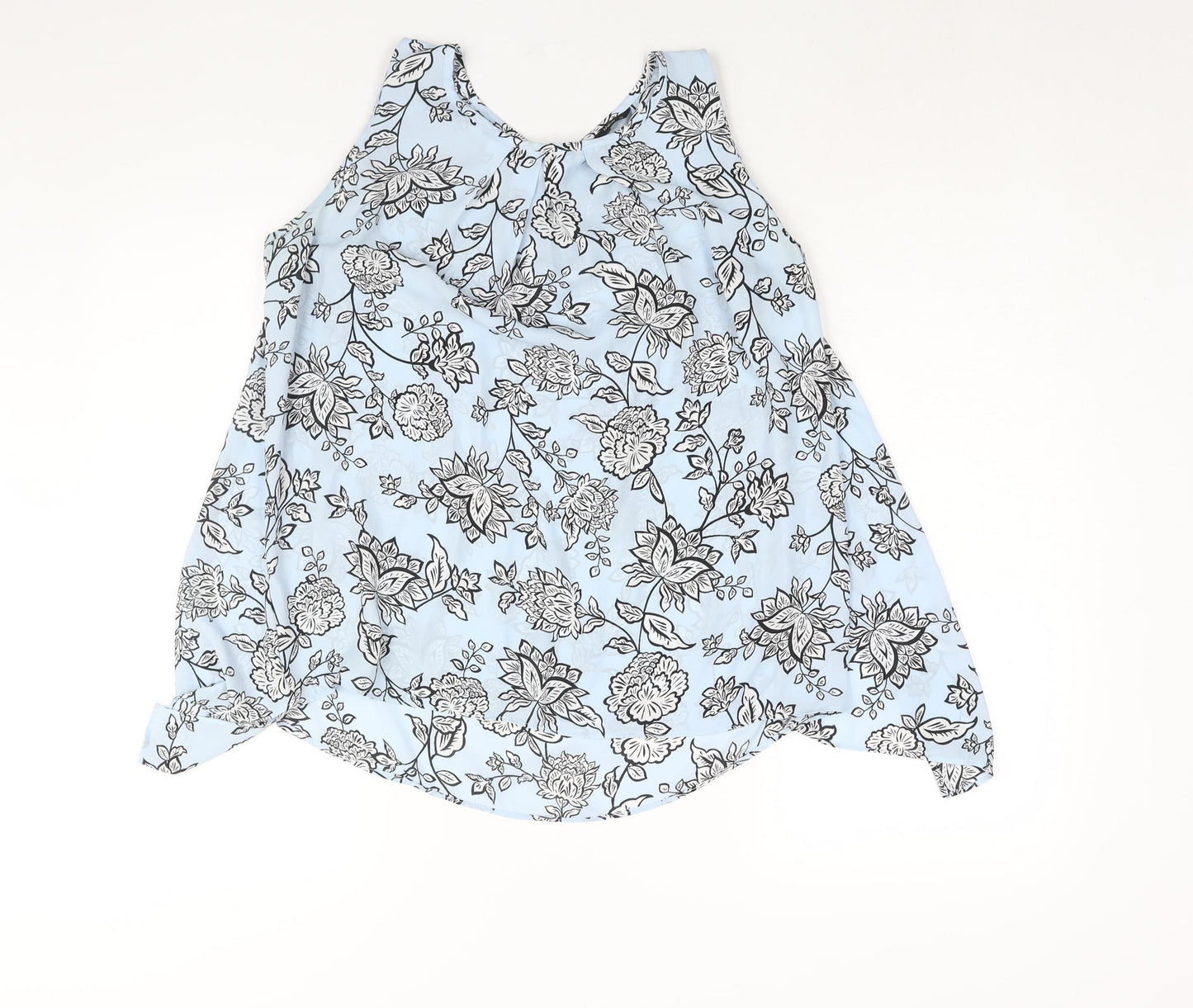 M&Co Womens Blue Floral Polyester Camisole Blouse Size 12 Round Neck