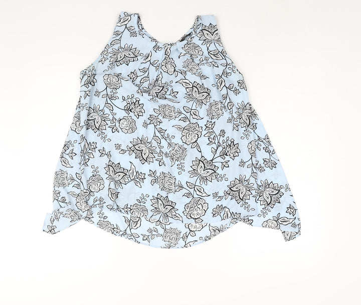 M&Co Womens Blue Floral Polyester Camisole Blouse Size 12 Round Neck