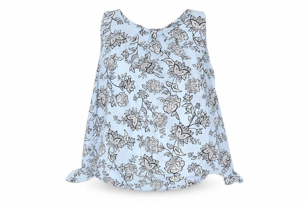 M&Co Womens Blue Floral Polyester Camisole Blouse Size 12 Round Neck