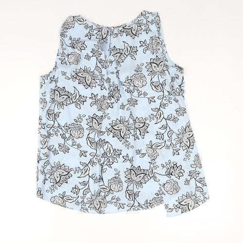 M&Co Womens Blue Floral Polyester Camisole Blouse Size 12 Round Neck