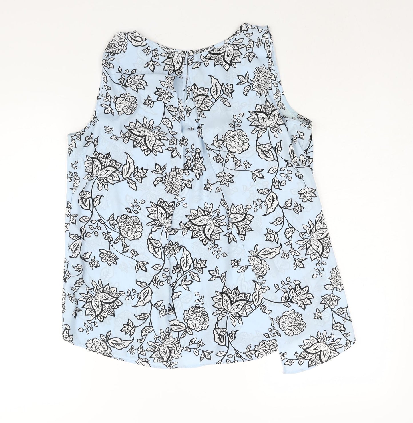 M&Co Womens Blue Floral Polyester Camisole Blouse Size 12 Round Neck