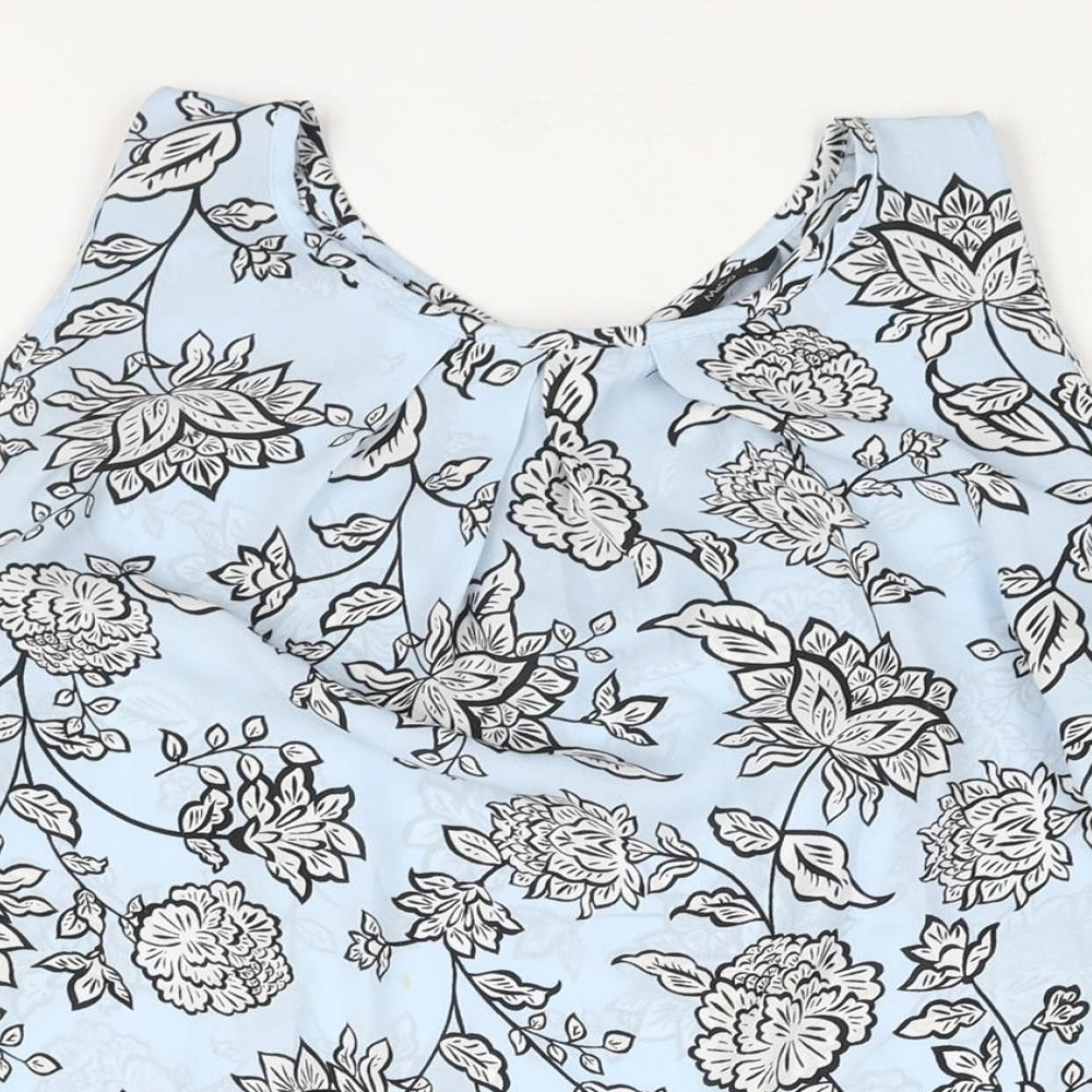 M&Co Womens Blue Floral Polyester Camisole Blouse Size 12 Round Neck