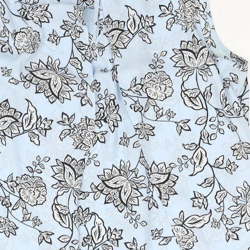 M&Co Womens Blue Floral Polyester Camisole Blouse Size 12 Round Neck