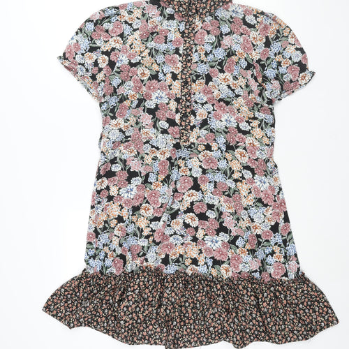Stella Morgan Womens Multicoloured Floral Polyester Shift Size 12 Collared Button - Frill