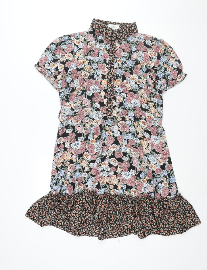 Stella Morgan Womens Multicoloured Floral Polyester Shift Size 12 Collared Button - Frill