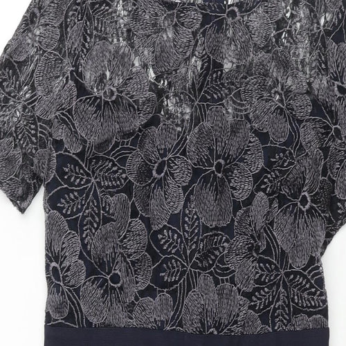 Fenn Wright Manson Womens Blue Polyester Shift Size 8 Round Neck Zip - Belt Detail