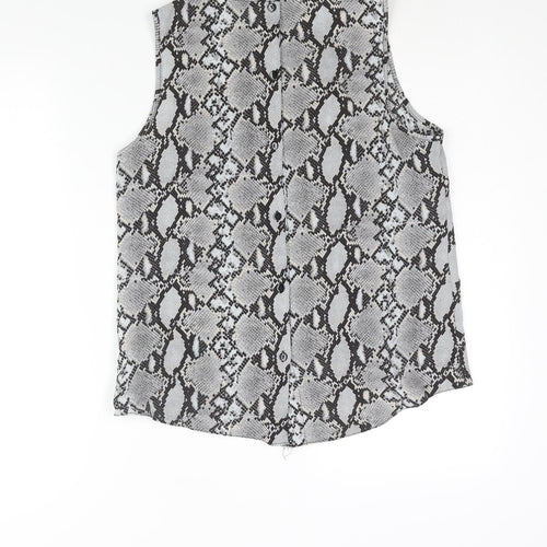 New Look Womens Grey Animal Print Polyester Camisole Blouse Size 12 Round Neck - Snakeskin Print