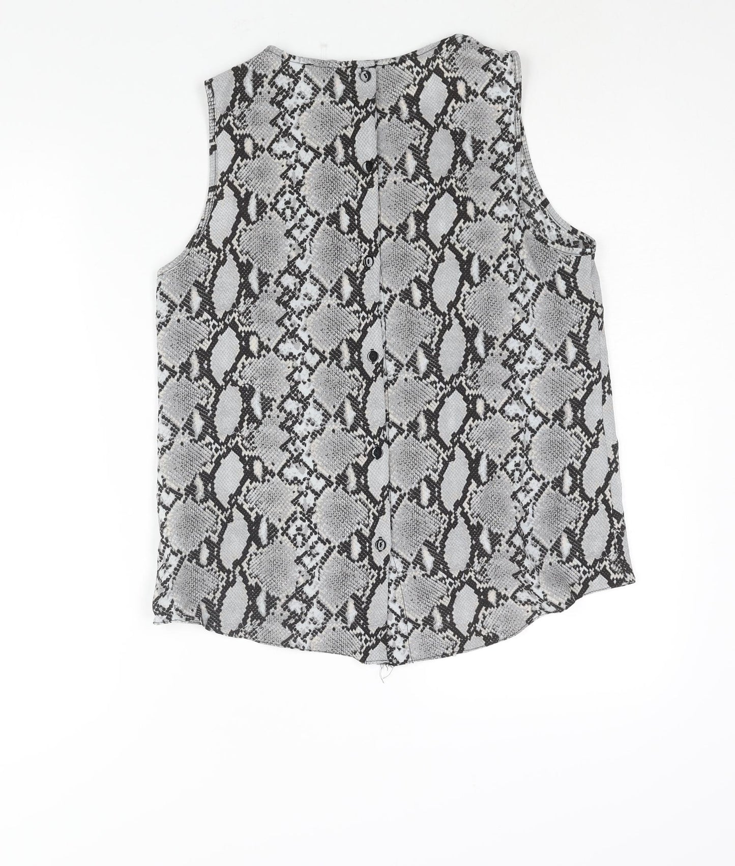 New Look Womens Grey Animal Print Polyester Camisole Blouse Size 12 Round Neck - Snakeskin Print