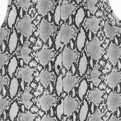 New Look Womens Grey Animal Print Polyester Camisole Blouse Size 12 Round Neck - Snakeskin Print