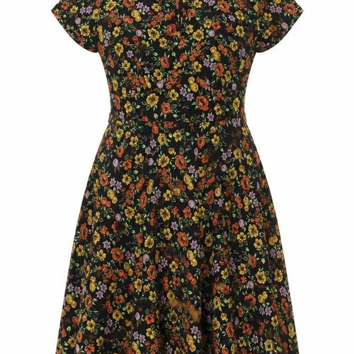 New Look Womens Multicoloured Floral Polyester A-Line Size 12 Round Neck Zip - Keyhole Neck