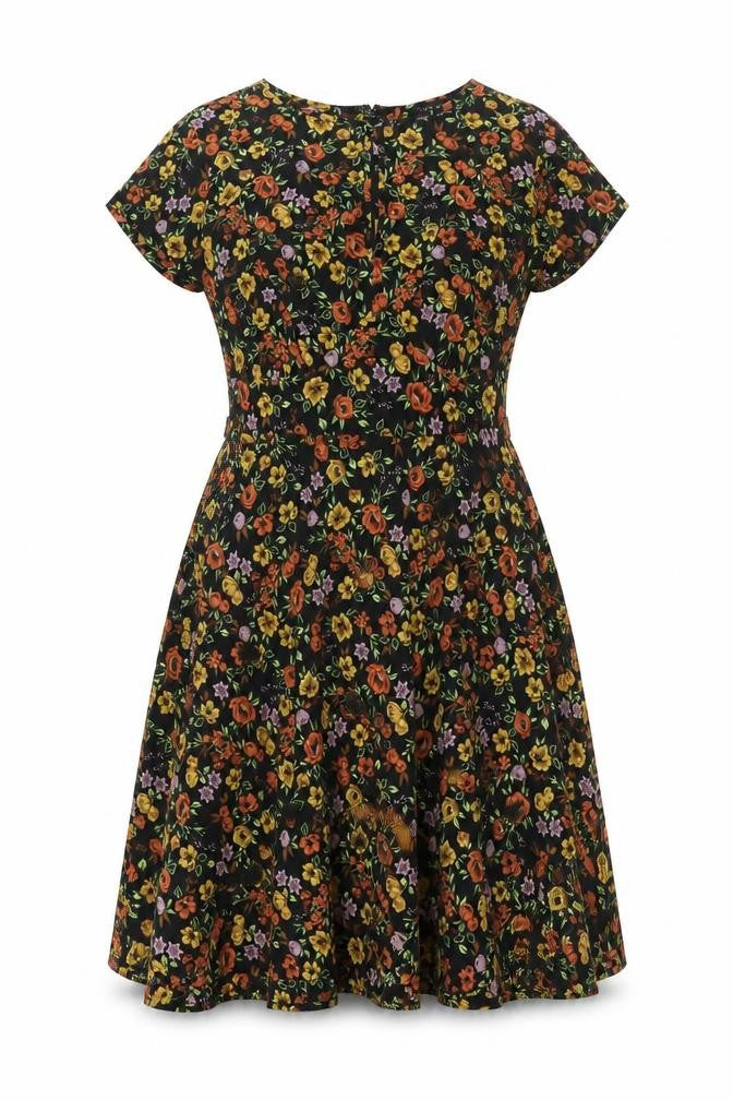 New Look Womens Multicoloured Floral Polyester A-Line Size 12 Round Neck Zip - Keyhole Neck