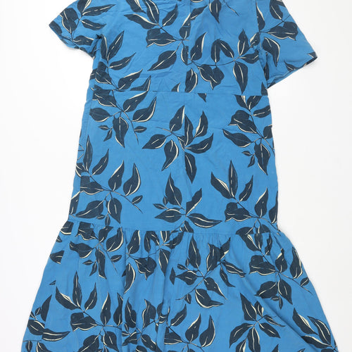 Autograph Womens Blue Geometric Modal Shift Size 14 Round Neck Zip - Leaf Print