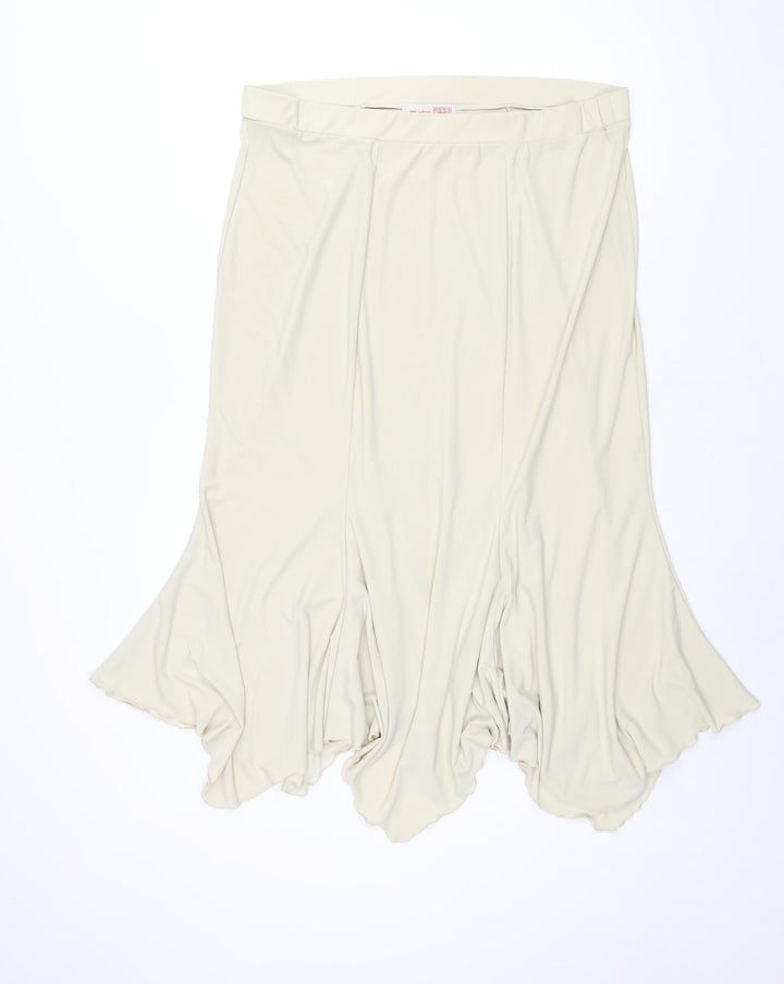 Stephen Womens Beige Polyester Trumpet Skirt Size 2XL - Asymmetric Hem