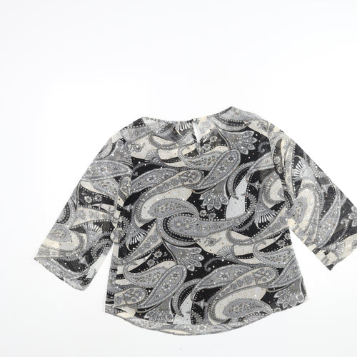 Dorothy Perkins Womens Grey Paisley Polyester Basic Blouse Size 10 Round Neck - Sequin Detail