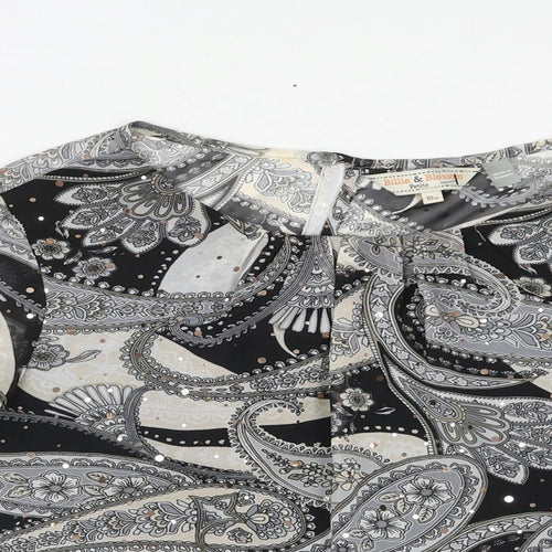 Dorothy Perkins Womens Grey Paisley Polyester Basic Blouse Size 10 Round Neck - Sequin Detail