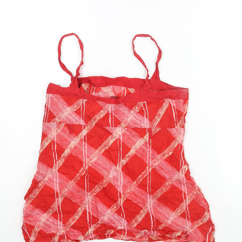 Monsoon Womens Red Check Cotton Camisole Blouse Size 12 Square Neck