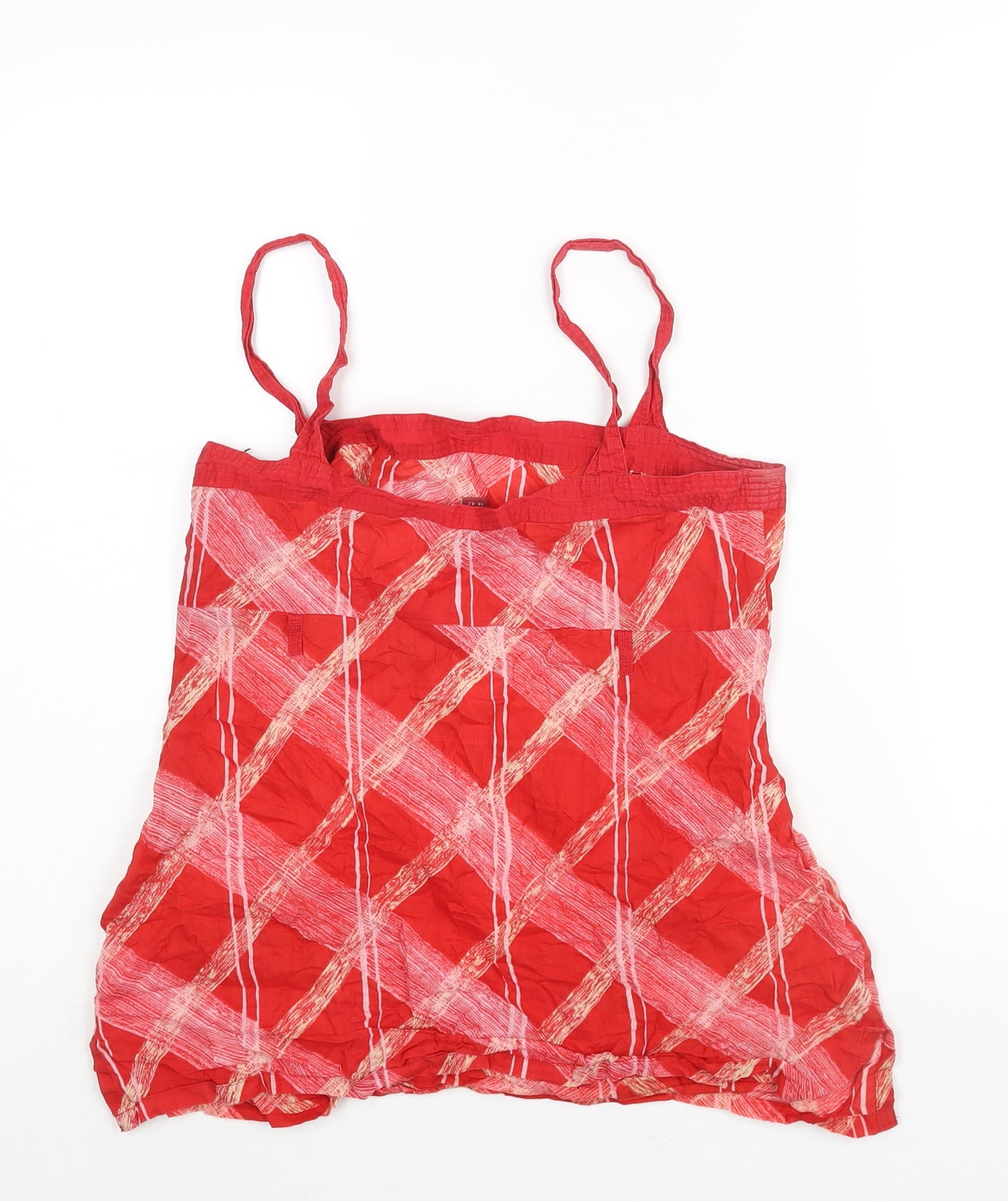 Monsoon Womens Red Check Cotton Camisole Blouse Size 12 Square Neck