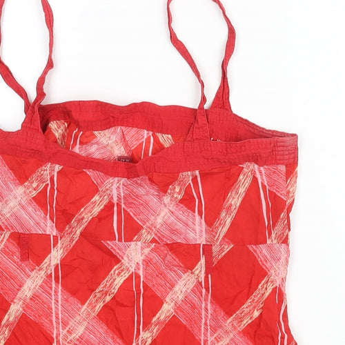 Monsoon Womens Red Check Cotton Camisole Blouse Size 12 Square Neck