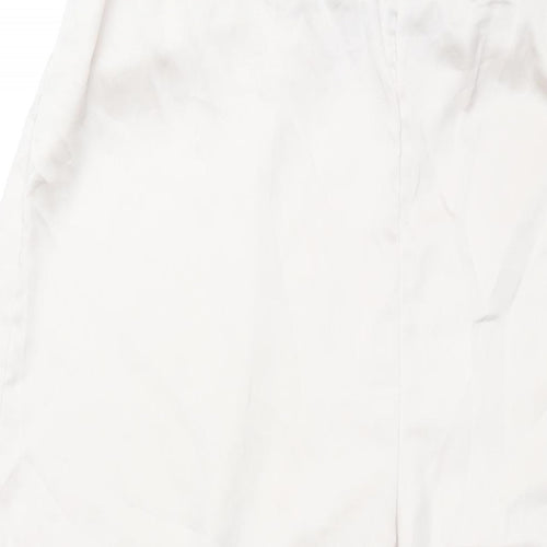 PRETTYLITTLETHING Womens Ivory Polyester Trousers Size 18 L31 in Regular - Elasticated Waist