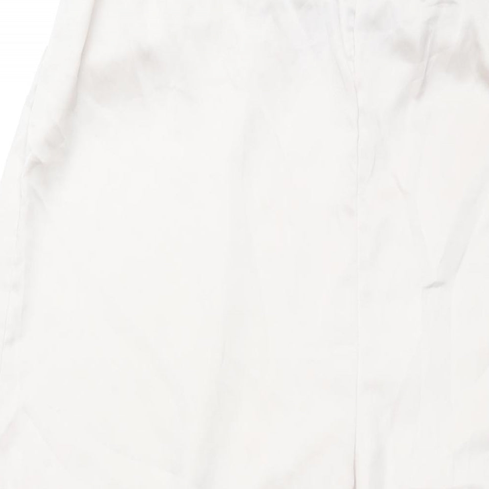 PRETTYLITTLETHING Womens Ivory Polyester Trousers Size 18 L31 in Regular - Elasticated Waist