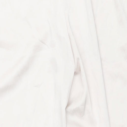 PRETTYLITTLETHING Womens Ivory Polyester Trousers Size 18 L31 in Regular - Elasticated Waist