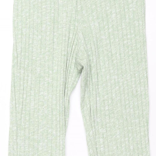 Monki Womens Green Polyester Trousers Size S L27 in Regular - Ribbed