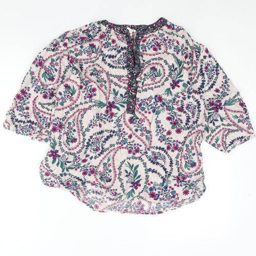 Monsoon Womens Multicoloured Polka Dot Viscose Basic Blouse Size M V-Neck