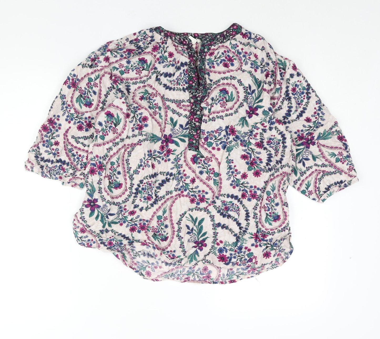 Monsoon Womens Multicoloured Polka Dot Viscose Basic Blouse Size M V-Neck