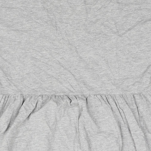 Boohoo Womens Grey Cotton A-Line Size 10 V-Neck Pullover - Frill