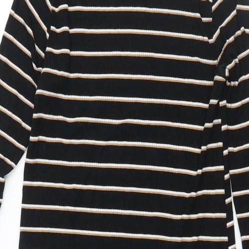 H&M Womens Black Striped Viscose Shift Size XS Round Neck Pullover