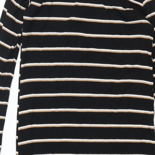 H&M Womens Black Striped Viscose Shift Size XS Round Neck Pullover