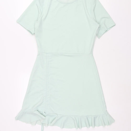 In the Style Womens Green Polyester Shift Size 10 Round Neck Pullover - Frill Drawstring Rouched