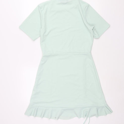 In the Style Womens Green Polyester Shift Size 10 Round Neck Pullover - Frill Drawstring Rouched