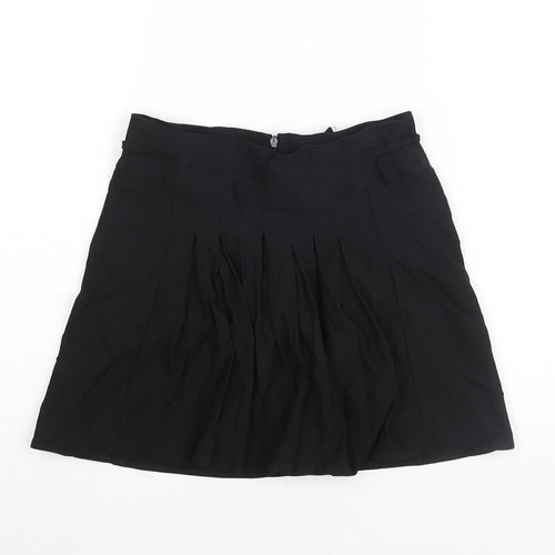Daisy Street Womens Black Viscose A-Line Skirt Size 6 Zip - Pleat Detail