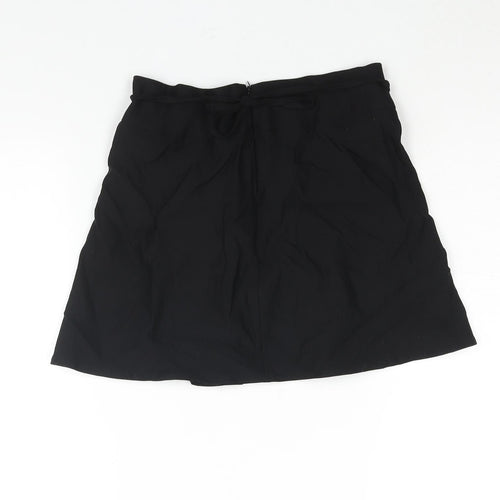 Daisy Street Womens Black Viscose A-Line Skirt Size 6 Zip - Pleat Detail
