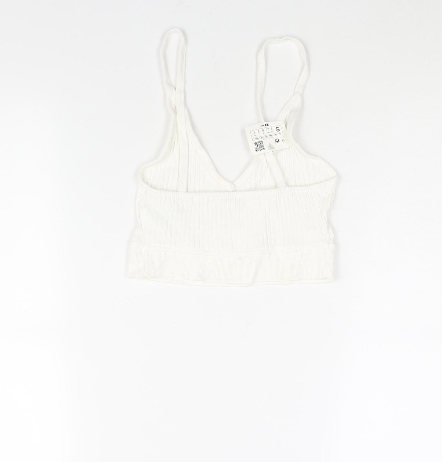 Zara Womens White Cotton Cropped Blouse Size S V-Neck