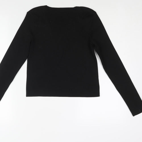 Mango Womens Black Polyester Basic Blouse Size S Square Neck - Button Detail