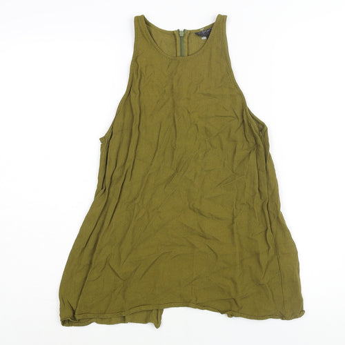 Topshop Womens Green Viscose Camisole Blouse Size 10 Round Neck