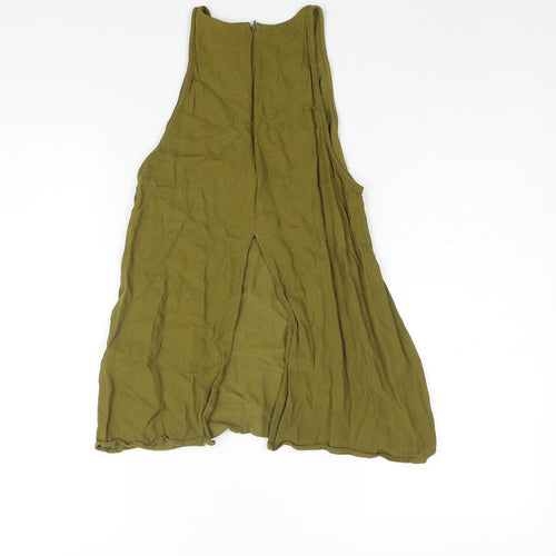 Topshop Womens Green Viscose Camisole Blouse Size 10 Round Neck