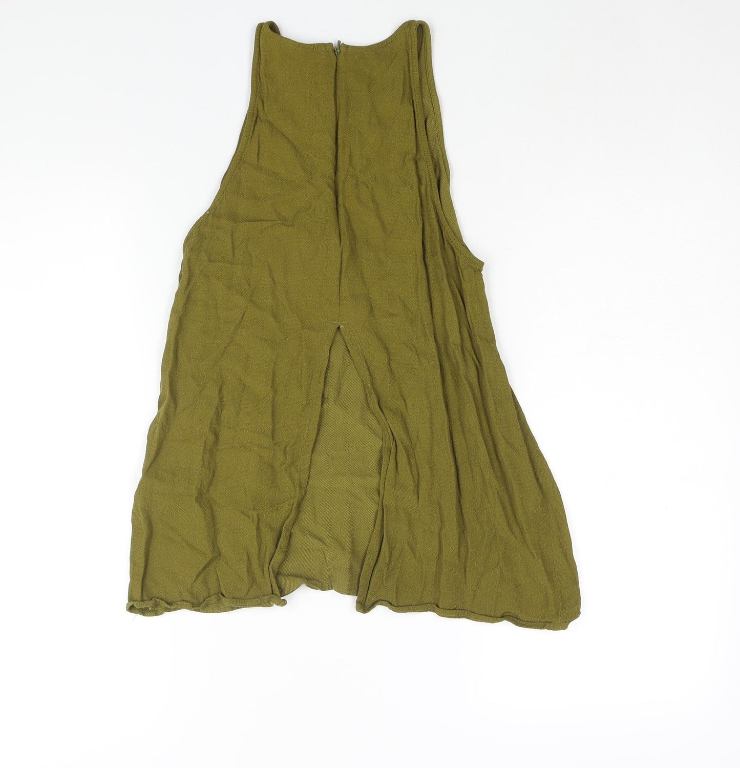Topshop Womens Green Viscose Camisole Blouse Size 10 Round Neck