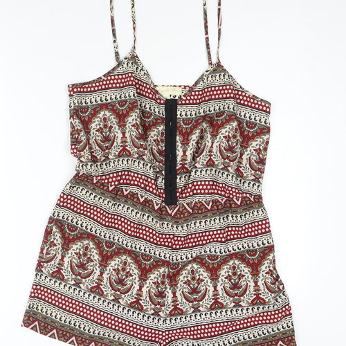 Staring at Stars Womens Multicoloured Geometric Polyester Playsuit One-Piece Size M Hook & Eye