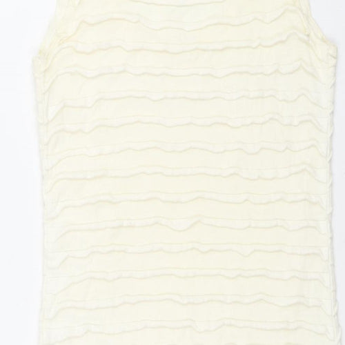 Topshop Womens Ivory Cotton Mini Size 10 Scoop Neck Pullover - Frill