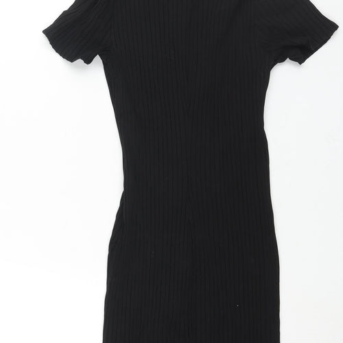 Divided by H&M Womens Black Cotton Bodycon Size M Collared Pullover