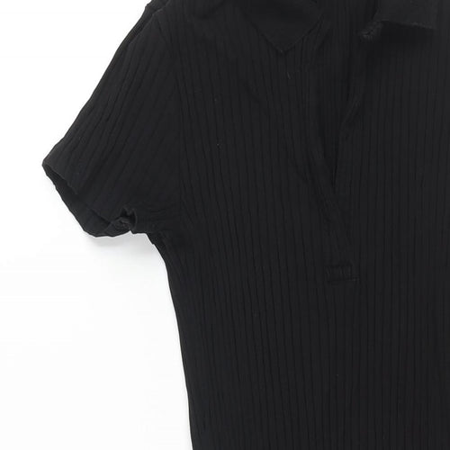 Divided by H&M Womens Black Cotton Bodycon Size M Collared Pullover