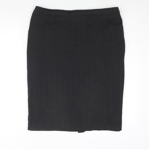 Wardrobe Womens Black Polyester Straight & Pencil Skirt Size 36 in Zip