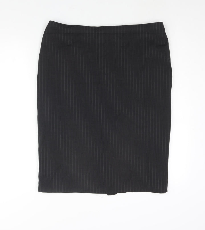 Wardrobe Womens Black Polyester Straight & Pencil Skirt Size 36 in Zip