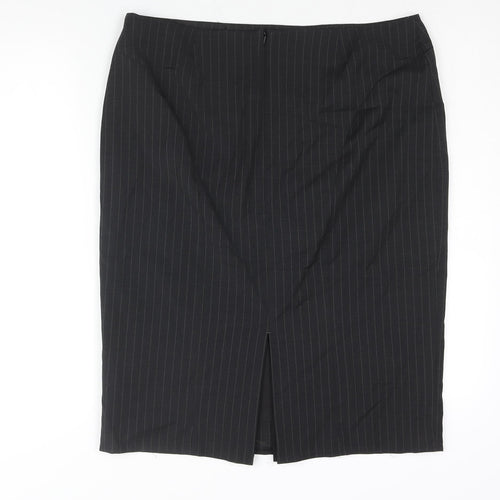 Wardrobe Womens Black Polyester Straight & Pencil Skirt Size 36 in Zip