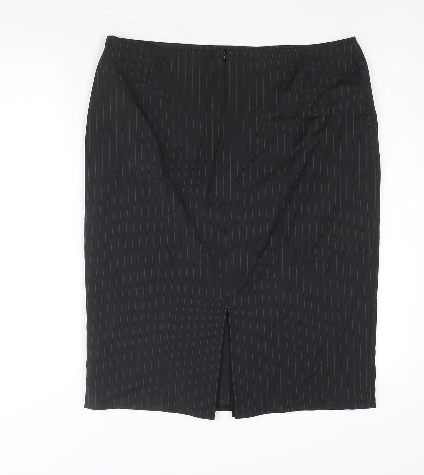 Wardrobe Womens Black Polyester Straight & Pencil Skirt Size 36 in Zip