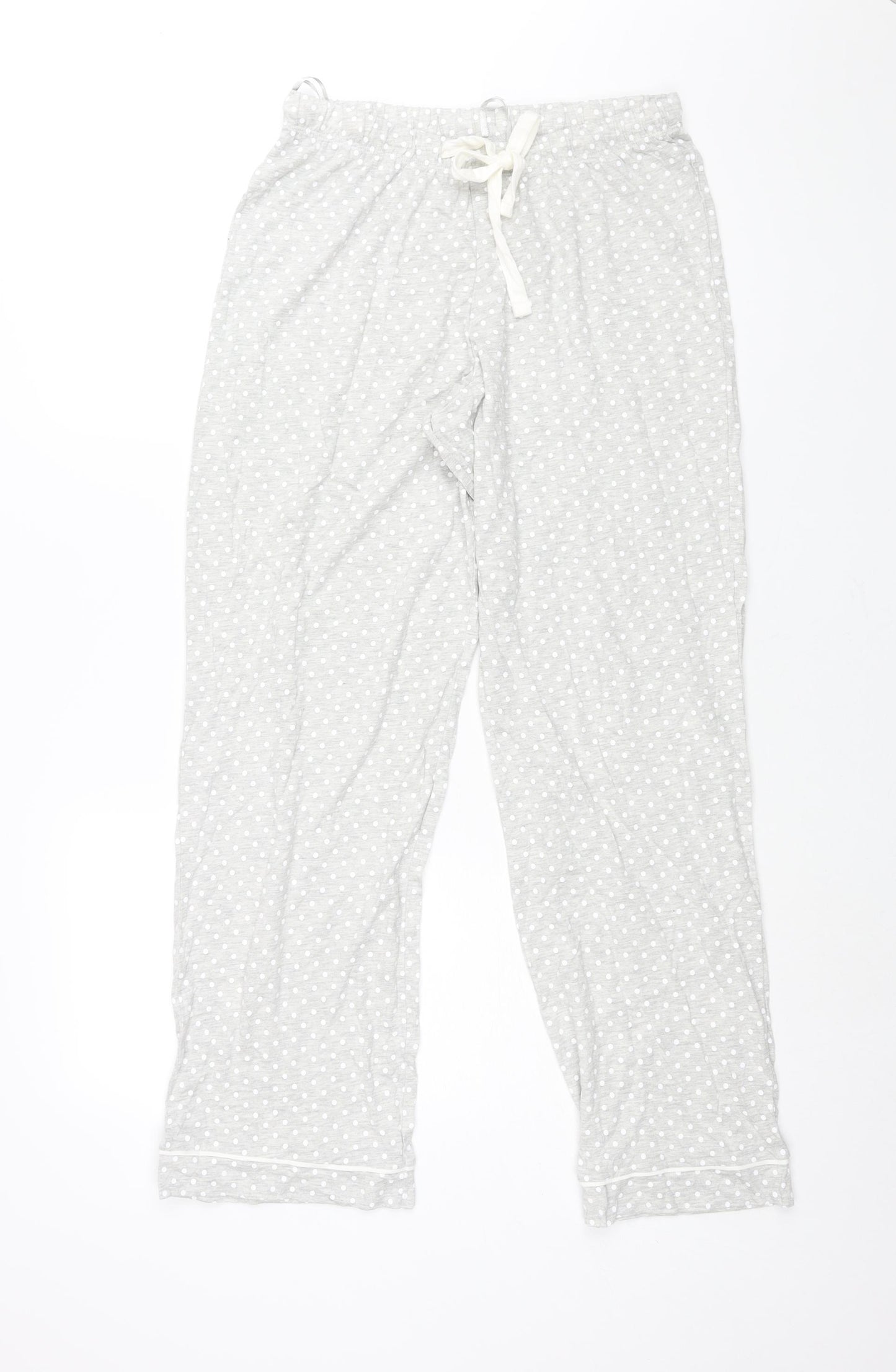 Marks and Spencer Womens Grey Polka Dot Cotton Top Pyjama Pants Size 12 Drawstring